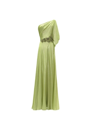 Gemy Maalouf one-shoulder beaded-waistline gown dress - Green