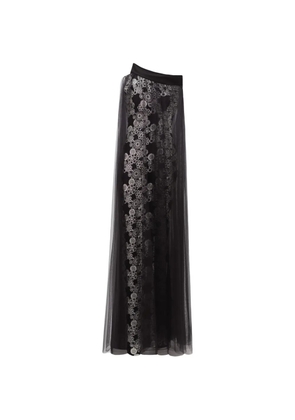 Gemy Maalouf tulle overlay embroidered maxi dress - Black