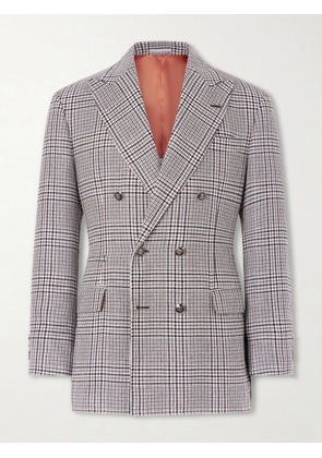 Brunello Cucinelli - Prince of Wales Checked Linen, Silk and Wool-Blend Tweed Blazer - Men - Gray - IT 46