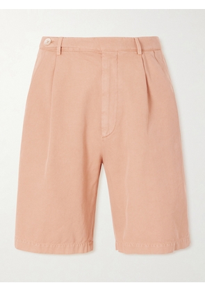 Brunello Cucinelli - Straight-Leg Pleated Cotton Shorts - Men - Orange - IT 44