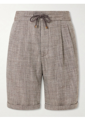 Brunello Cucinelli - Silk, Linen and Cotton-Blend Bermuda Shorts - Men - Brown - IT 44