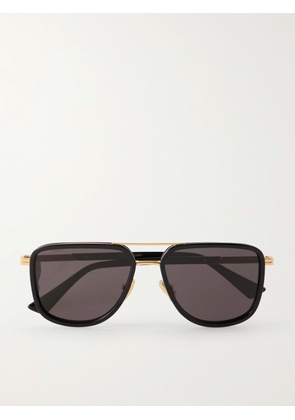Bottega Veneta - Aviator-Style Acetate and Gold-Tone Sunglasses - Men - Gold