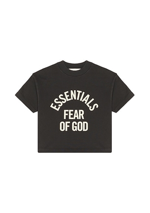 Fear of God ESSENTIALS Kids Campus 90's Short Sleeve Tee in Faded Black - Black. Size 2/3 (also in 4/5, 6/7).