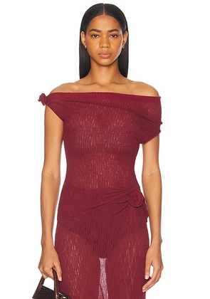 Maygel Coronel Amapola Top in Maroon - Burgundy. Size all.