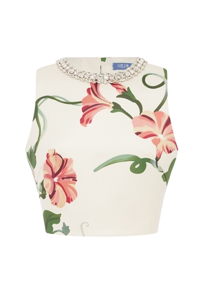 Leo Lin Iris Embellished Printed Top - Moda Operandi