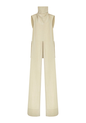 Di Stavnitser Dahlia Draped Linen-Silk Top - Moda Operandi
