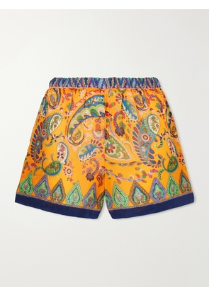Etro - Paisley-print Ramie Shorts - Orange - x small,small,medium,large,x large