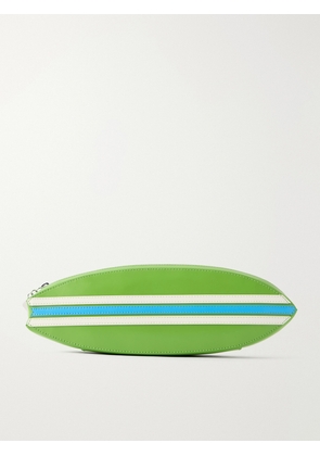 STAUD - Surfboard Striped Leather Clutch - Green - One size
