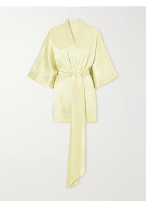 Carine Gilson - Belted Embroidered Silk-satin Kimono - Green - x small,small,medium,large