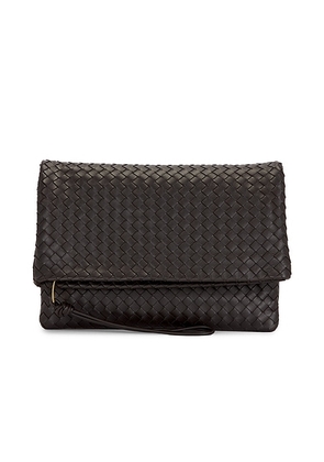 Bottega Veneta Trio Pouch in Espresso & Brass Vibrato - Chocolate. Size all.