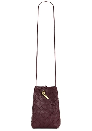 Bottega Veneta Andiamo Phone Pouch in Deep Mahogany & Muse Brass - Burgundy. Size all.