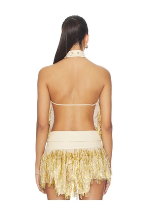 CULTNAKED Copacabana Top in Nude,Metallic Gold. Size XS. Also in S, L.