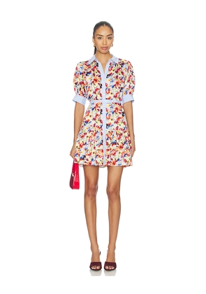 Cinq a Sept Wildflower Bunch Emry Dress in Blue,Red. Size 00. Also in 0, 2, 4, 6, 8, 10.