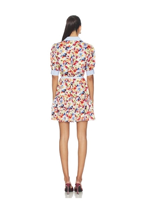 Cinq a Sept Wildflower Bunch Emry Dress in Blue,Red. Size 00. Also in 0, 4, 6, 8.
