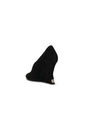BALMAIN Suede Wedge Pump in Noir in Black. Size 38. Also in 37, 39, 40.