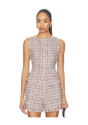 Cinq a Sept Wildflower Tweed Camen Vest in Ivory,Red. Size XS. Also in S, M.