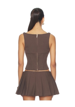 Cult Gaia Olive Top in Chocolate. Size 00. Also in 0, 2, 4, 8, 10, 12.