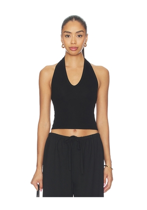 Enza Costa Silk Rib U Halter in Black. Size XS. Also in S, M, L.