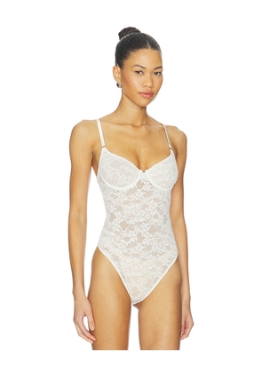 fleur du mal Le Stretch Lace Bodysuit in Ivory. Size XS. Also in L.