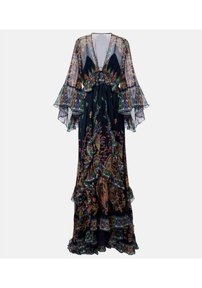 Etro Paisley tiered silk chiffon gown