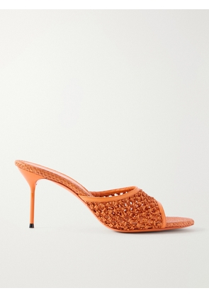 Paris Texas - Lidia Leather-trimmed Straw Mules - Orange - IT36,IT36.5,IT37,IT37.5,IT38,IT38.5,IT39,IT39.5,IT40,IT40.5,IT41,IT41.5,IT42