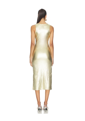 Never Fully Dressed Gold Metallic Ribbed Dress in Metallic Gold. Size S. Also in XL, XS, XXXL.