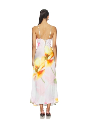 LSPACE Gabby Maxi Dress in Pink, Yellow. Size S. Also in XS, M, L, XL.