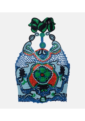 Etro Floral crochet cotton crop top