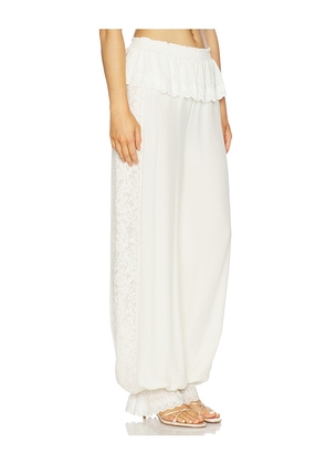 LoveShackFancy Clyra Pants in Cream. Size S. Also in XXS, XS, M, L, XL.