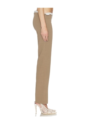 Magda Butrym Scallop Waist Trouser in Beige. Size 36. Also in 38, 40.