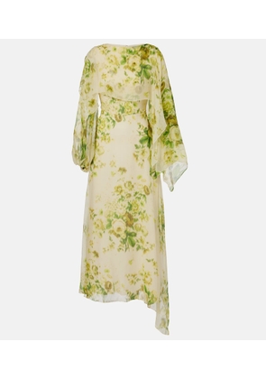 Erdem Draped floral silk creponne midi dress