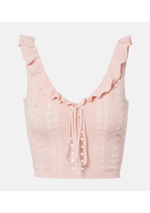Aya Muse Ruffled pointelle crop top