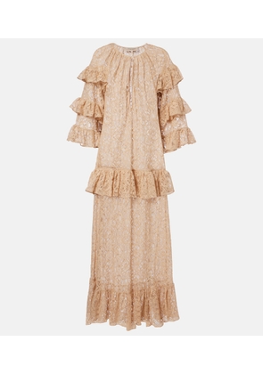 Adriana Degreas Ruffled lace maxi dress