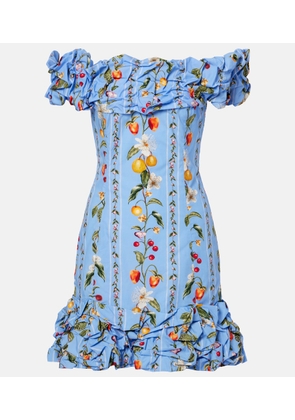 Agua by Agua Bendita Jardin printed off-shoulder cotton minidress