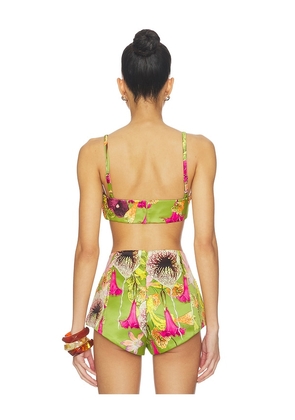 Muma World Beaded Floral Canopy Crop Top in Green. Size XS. Also in S, M.