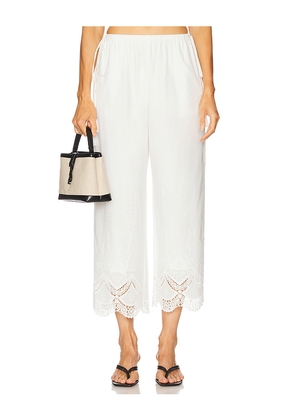 REVOLVE x JJ Embroidered Pant in White. Size S. Also in M, L.
