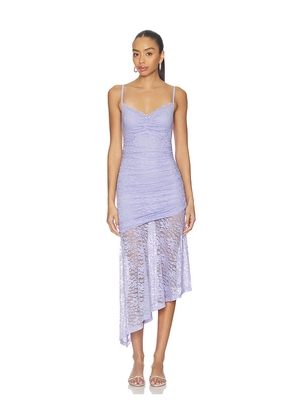 Runaway The Label Dia Asymmetrical Hem Midi Dress in Lavender. Size S. Also in XS, M, L, XL.