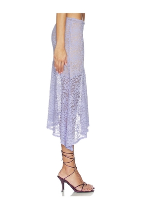 Runaway The Label Ava Flounce Midi Skirt in Lavender. Size S. Also in XS, M, L, XL.
