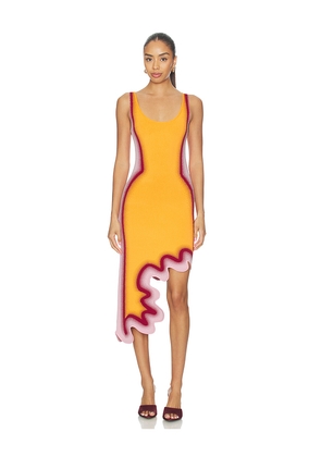 PH5 Aster Reversible Wavy Dress in Tangerine,Pink. Size XS. Also in L, M, S, XL.