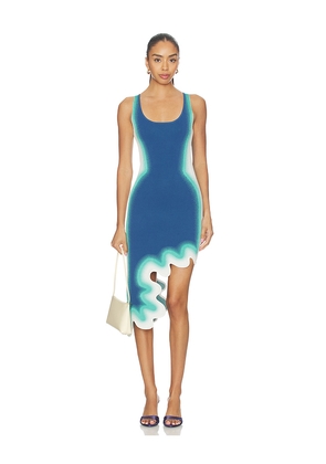 PH5 Aster Reversible Wavy Dress in Navy,Teal. Size XS. Also in L, M, S, XL.