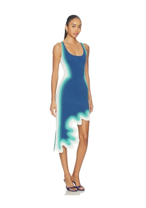 PH5 Aster Reversible Wavy Dress in Navy,Teal. Size XS. Also in S, XL.