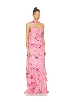 ROCOCO SAND Cowl Maxi Dress With Sash in Blush. Size S. Also in XXS, XS, M, L, XXL.