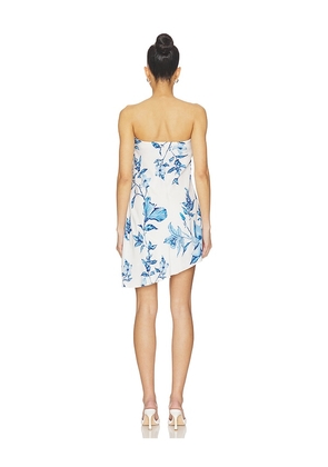 ROCOCO SAND Asymmetric Bias Mini Dress in White,Blue. Size S. Also in XXS, XS, M, L, XL, XXL.
