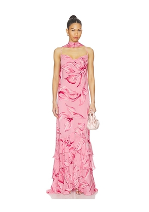 ROCOCO SAND Cowl Maxi Dress With Sash in Blush. Size S. Also in XS, M, L, XXL.