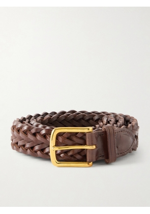 Drake's - 3cm Woven Leather Belt - Men - Brown - S