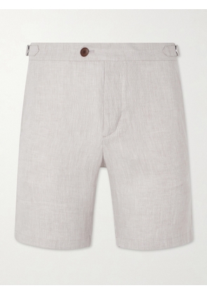 Mr P. - Straight-Leg Herringbone Linen Shorts - Men - Neutrals - 28
