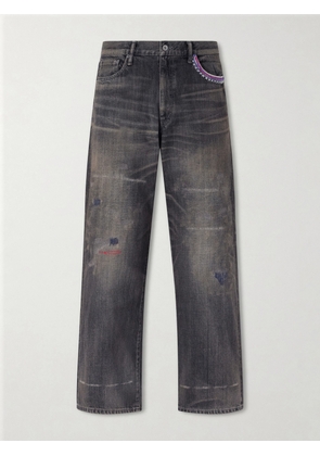 Neighborhood - Savage Wide-Leg Bead-Embellished Distressed Jeans - Men - Black - S