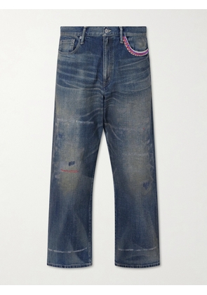 Neighborhood - Savage Wide-Leg Bead-Embellished Distressed Jeans - Men - Blue - S
