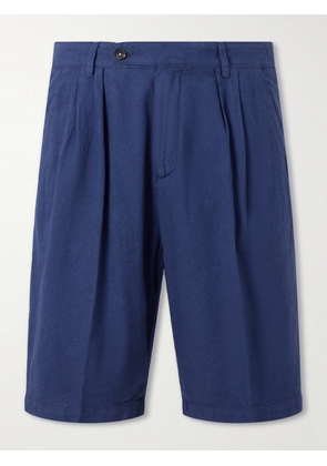 Massimo Alba - Cliff Straight-Leg Pleated Cotton Bermuda Shorts - Men - Blue - IT 46