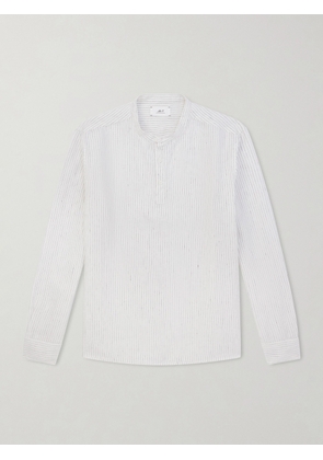 Mr P. - Grandad-Collar Pinstriped Linen Shirt - Men - White - XS